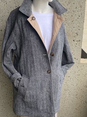 Tabi Reversible Coat Herringbone Wool Minimalist Chic